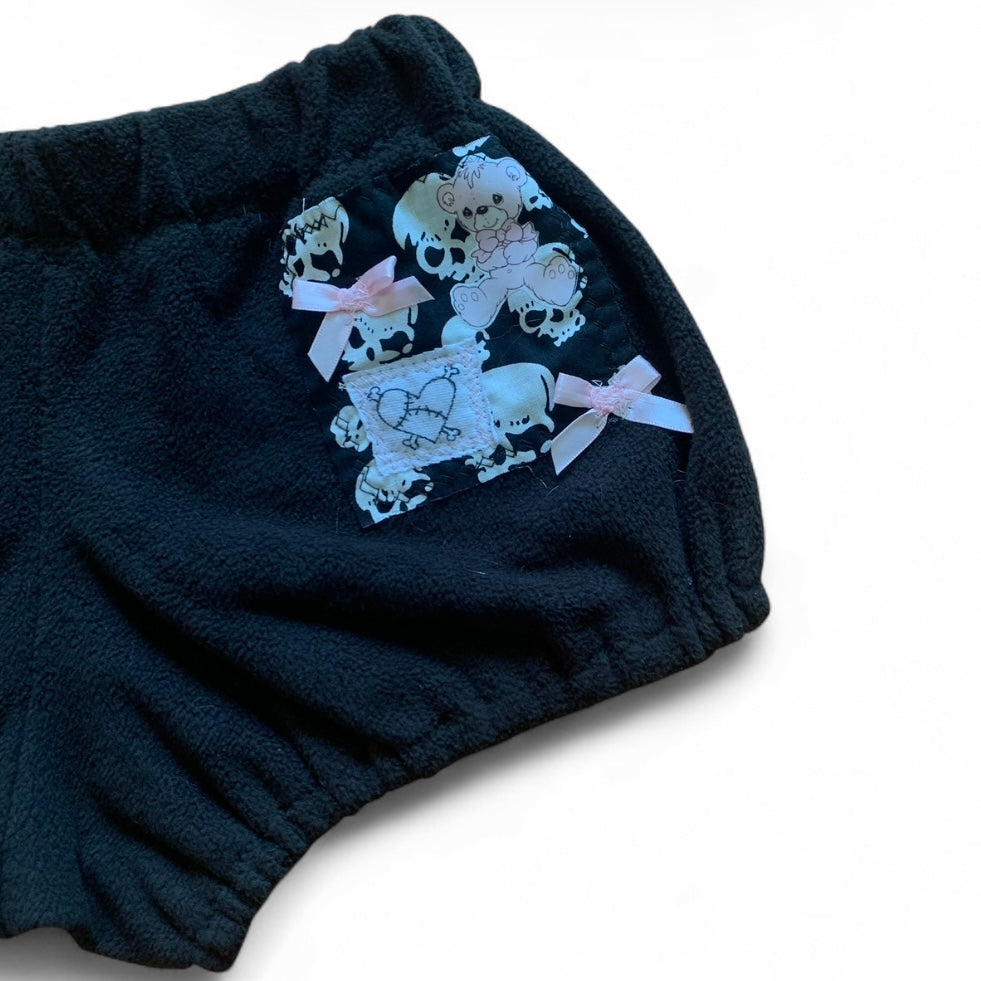 punk kitty patchwork shorts blk2