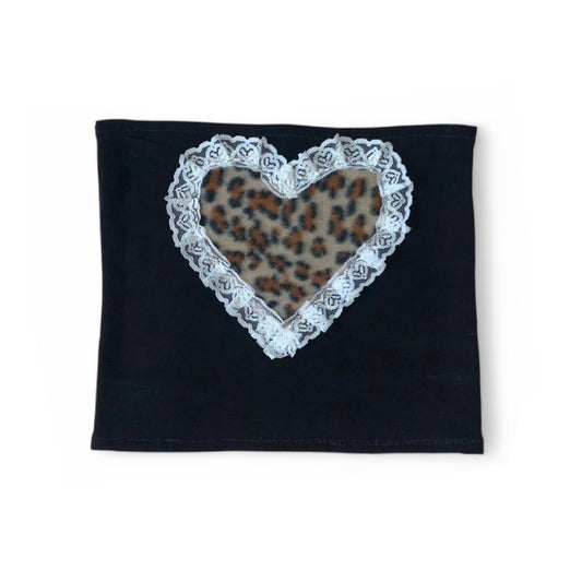 cheetah heart tube top